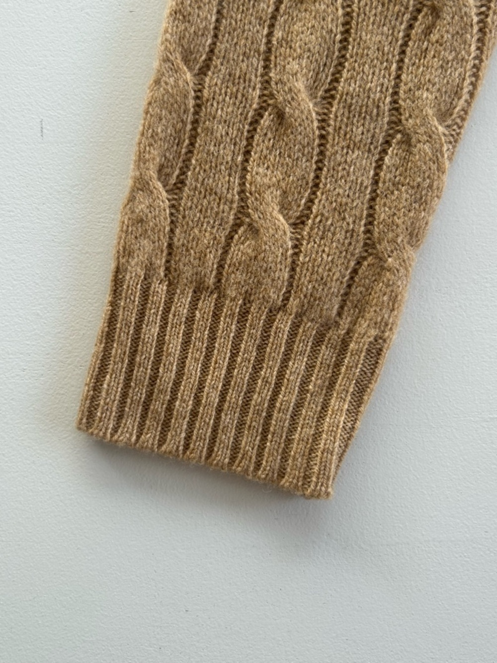 Polo Ralph Lauren Cable Knit Sweater Merino Wool Cashmere Tan Women Medium - Picture 10 of 16